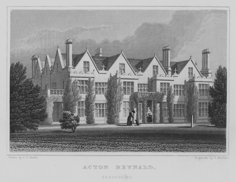 Acton Reynald, Shropshire (grabado) de John Preston Neale