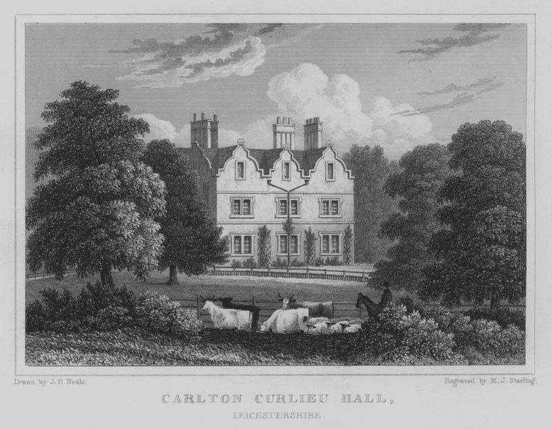 Carlton Curlieu Hall, Leicestershire (grabado) de John Preston Neale