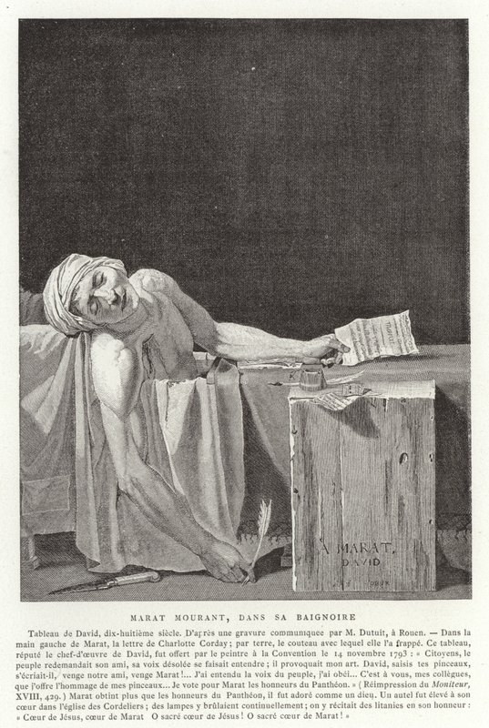 La muerte de Marat, 1793 de Jacques Louis David