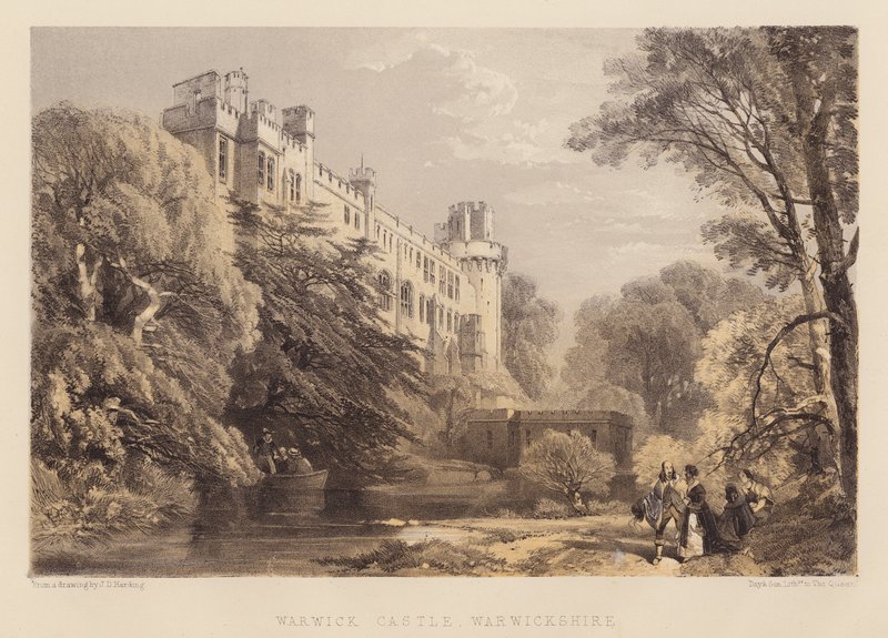 Castillo de Warwick, Warwickshire (aguatinta) de James Duffield Harding