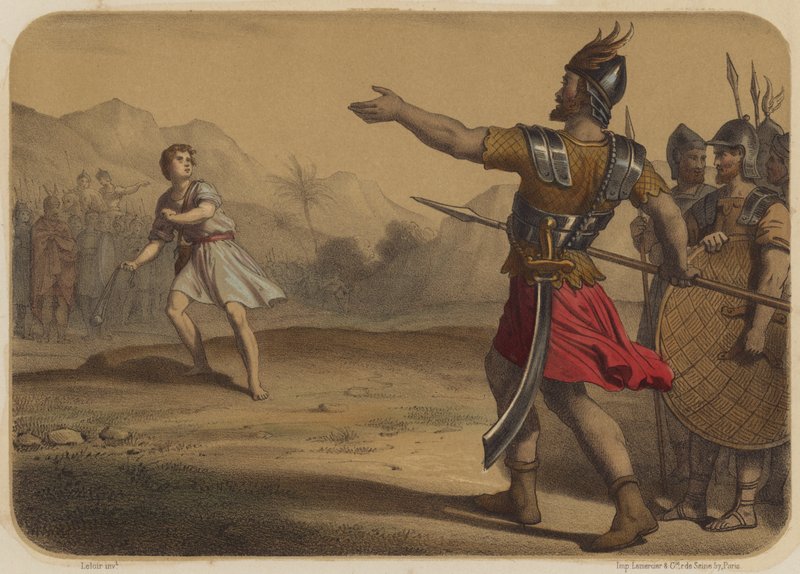 Goliat desafía a David de Jean Baptiste Auguste Leloir
