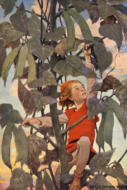 Jack And The Bean-Stalk (litografía en color) de Jessie Willcox Smith