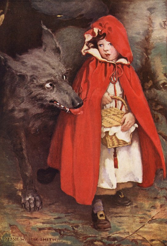 Caperucita Roja (litografía en color) de Jessie Willcox Smith