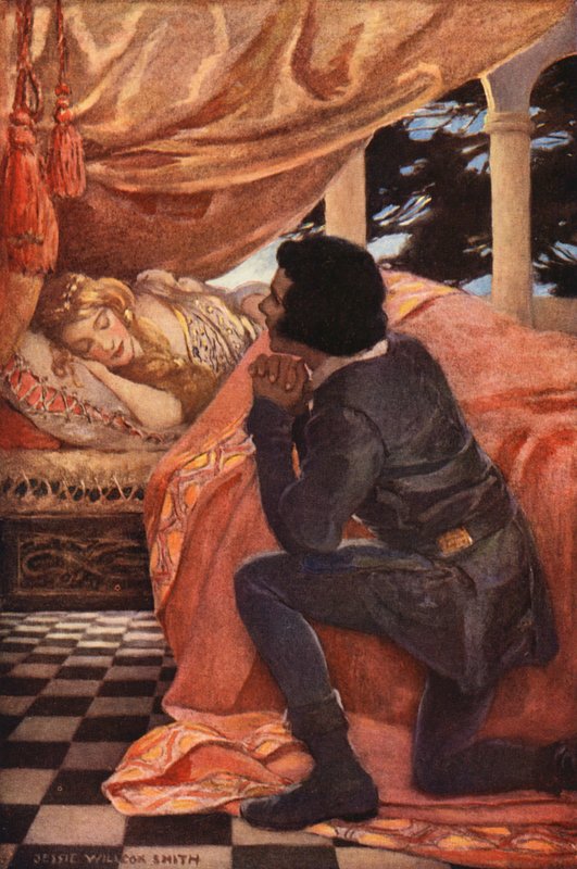La Bella Durmiente (litografía en color) de Jessie Willcox Smith
