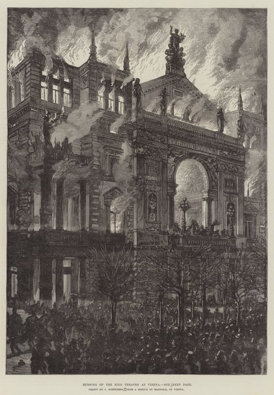 Incendio del Teatro del Anillo en Viena de Johann Nepomuk Schonberg