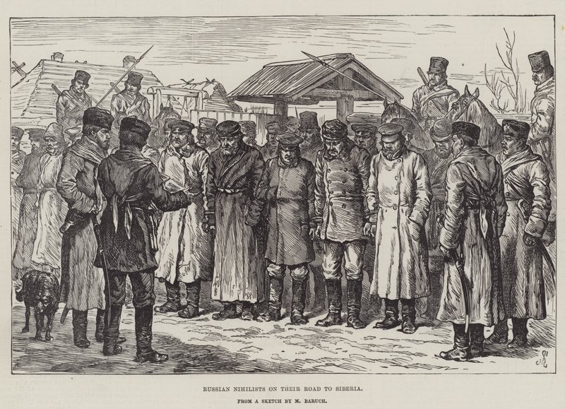 Nihilistas rusos en su camino a Siberia de Johann Nepomuk Schonberg