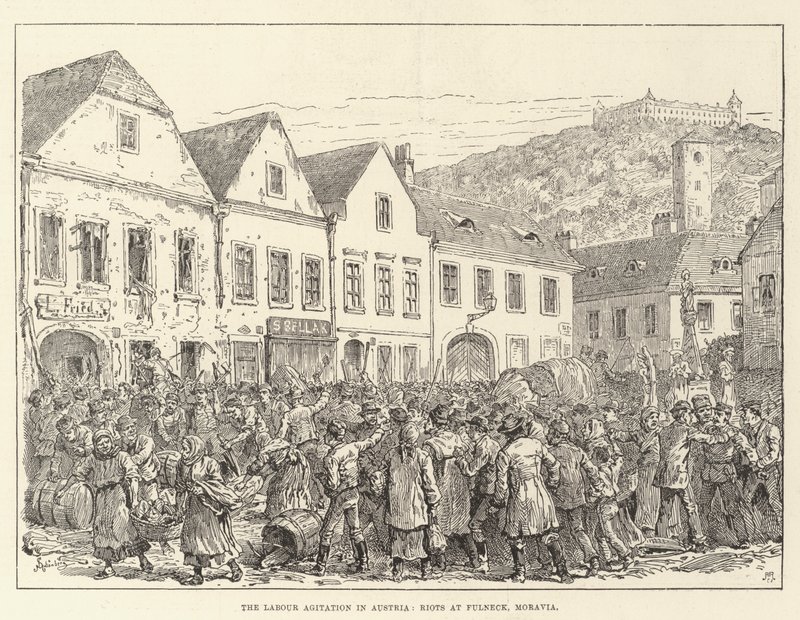 La agitación laboral en Austria, disturbios en Fulneck, Moravia de Johann Nepomuk Schonberg