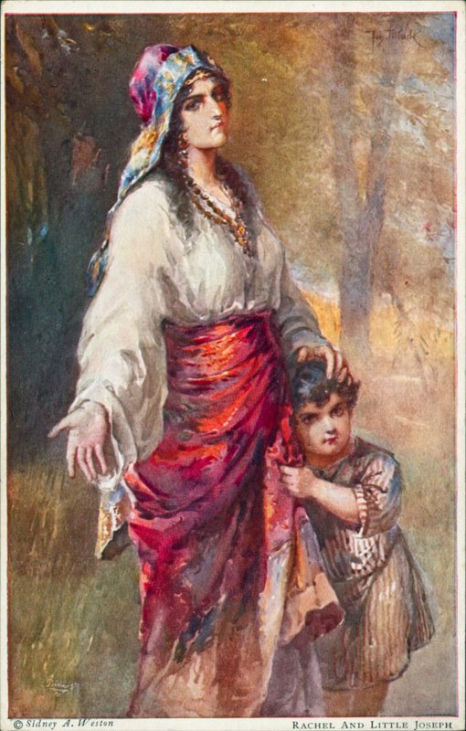 Raquel y el pequeño José (litografía en color) de Johannes Adolf Tillack