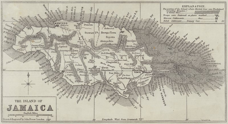 Mapa de la Isla de Jamaica de John Dower