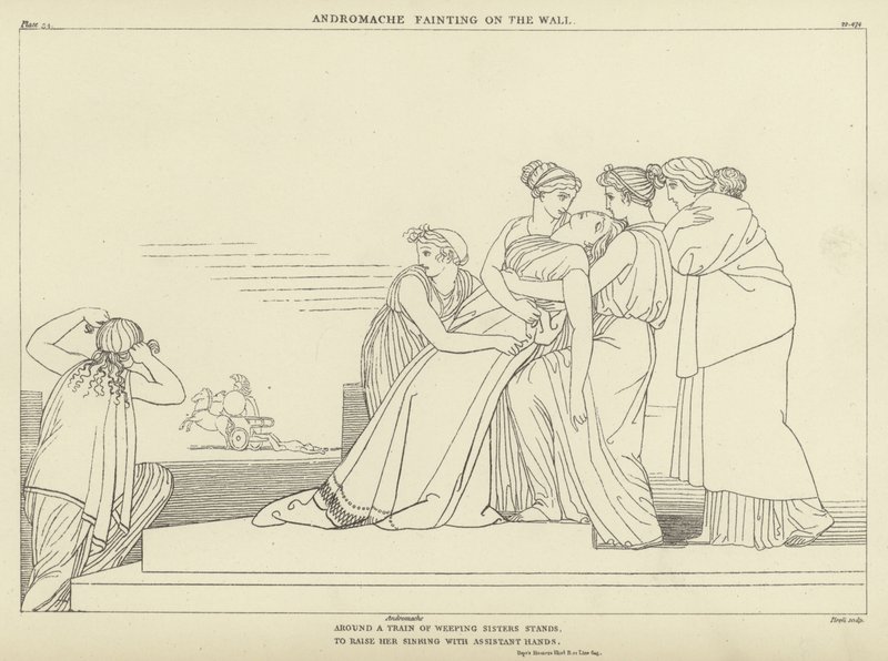Andrómaca desmayándose en la muralla de John Flaxman