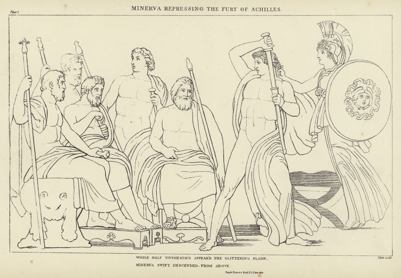 Minerva reprimiendo la furia de Aquiles de John Flaxman