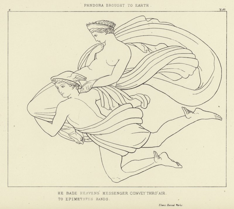 Pandora traída a la Tierra de John Flaxman