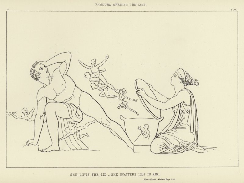 Pandora abriendo el jarrón de John Flaxman