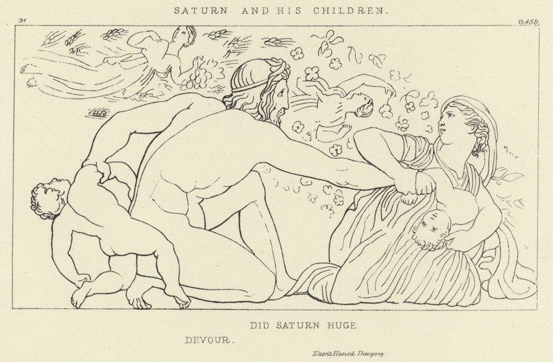 Saturno y sus hijos de John Flaxman