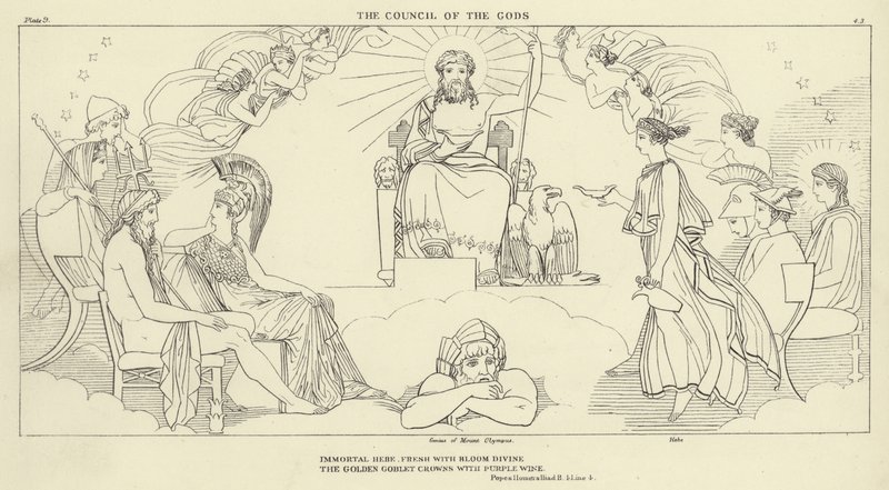 El consejo de los dioses de John Flaxman