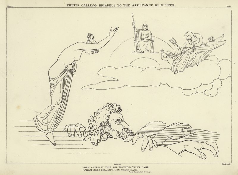 Tetis llamando a Briareo en ayuda de Júpiter de John Flaxman
