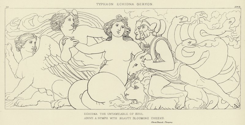 Tifón, Equidna, Gerión de John Flaxman