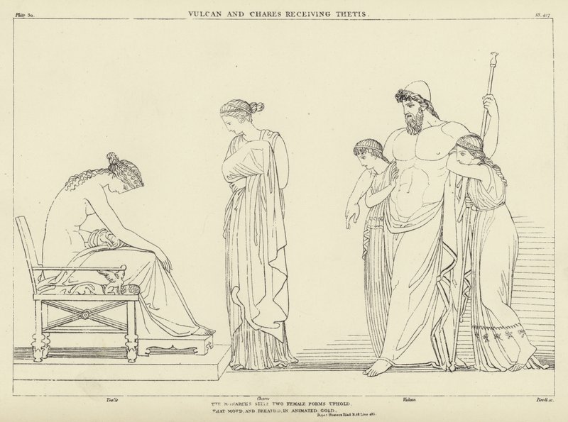 Vulcano y Caronte recibiendo a Tetis de John Flaxman