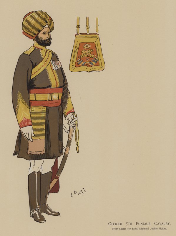 Oficial 5ª Caballería de Punjab (litografía a color) de John (after) Charlton