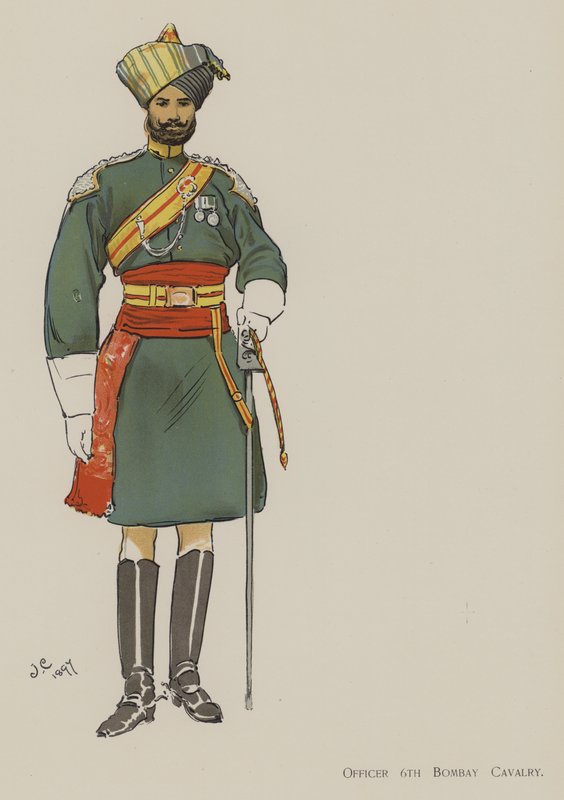 Oficial de la 6ª Caballería de Bombay (litografía a color) de John (after) Charlton