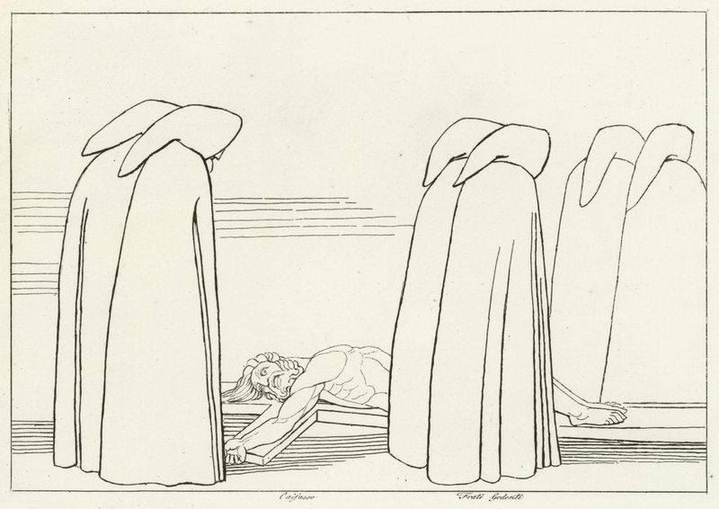 Hipócritas, Infierno, Canto 23 (grabado) de John (after) Flaxman