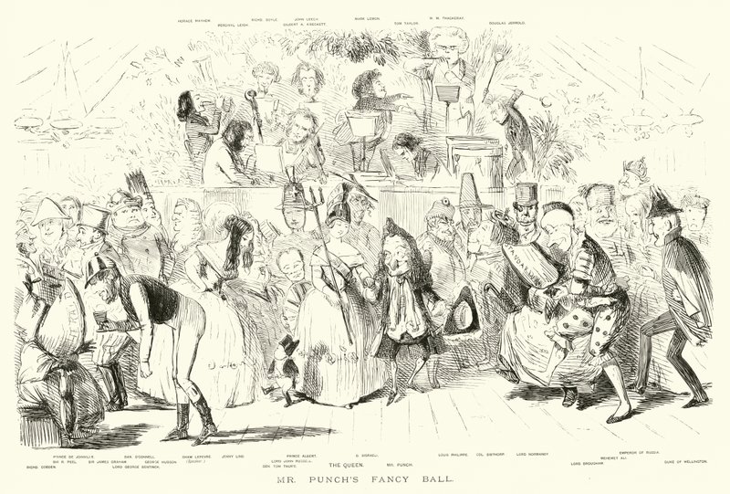 El Baile de Fantasía de Mr. Punch (grabado) de John (after) Leech