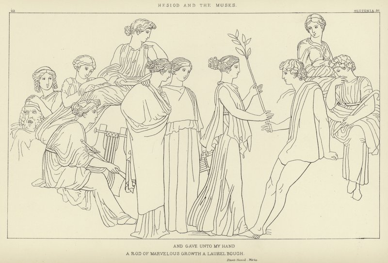 Hesíodo y las musas de John Flaxman