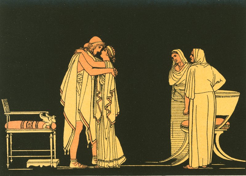 El encuentro de Ulises y Penélope de John Flaxman