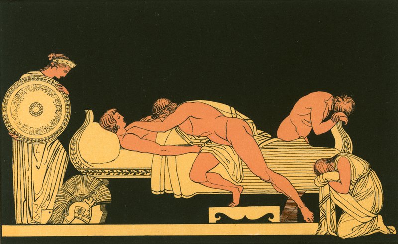 Tetis trayendo la armadura a Aquiles de John Flaxman