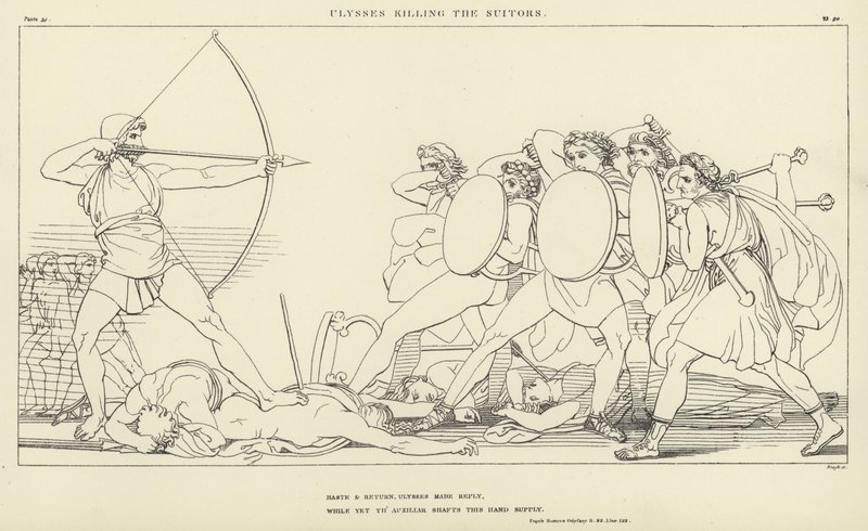 Ulises matando a los pretendientes de John Flaxman