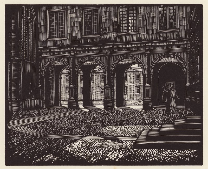 Cambridge: Peterhouse (xilografía) de John Frederick Greenwood