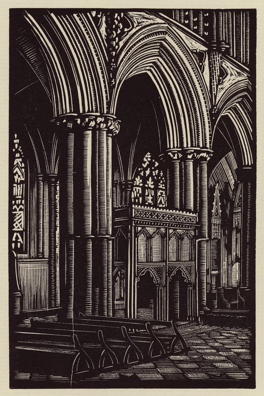 Catedral de Ely: En el presbiterio (xilografía) de John Frederick Greenwood