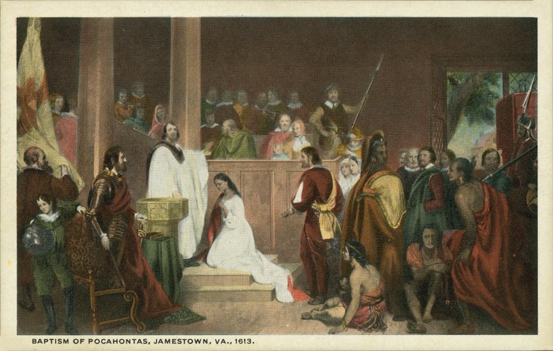 Bautismo de Pocahontas, Jamestown, Virginia de John Gadsby (after) Chapman