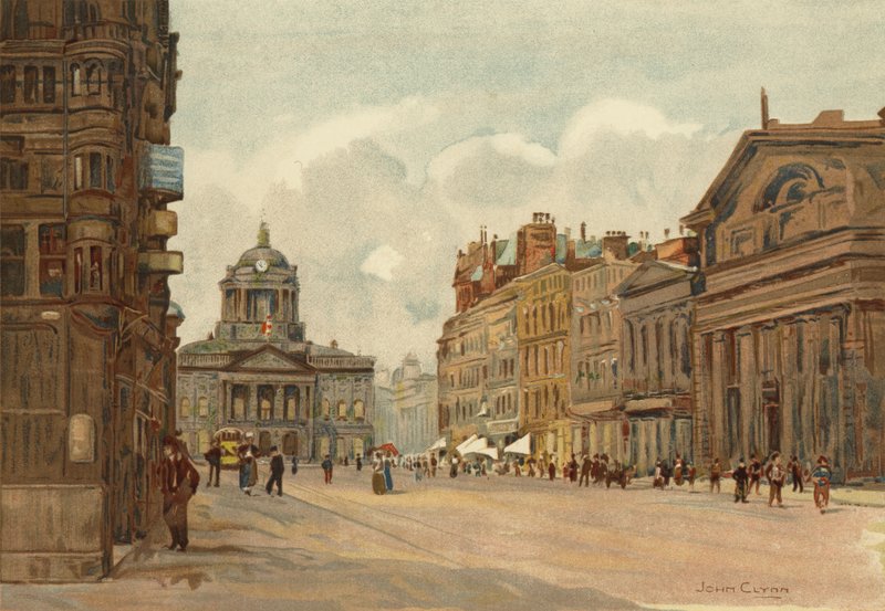 Liverpool: Castle Street (litografia en color) de John Glynn