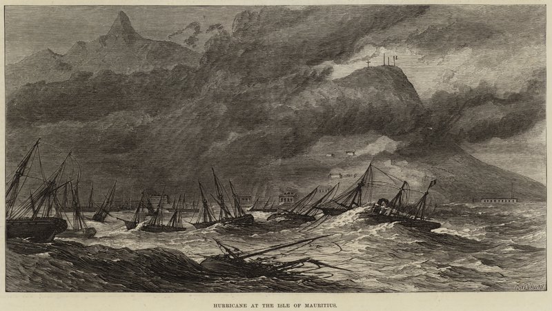 Huracán en la Isla de Mauricio de John Greenaway