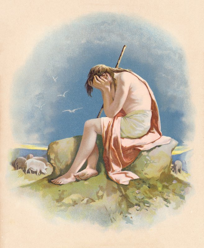 El hijo pródigo (litografía en color) de John Lawson