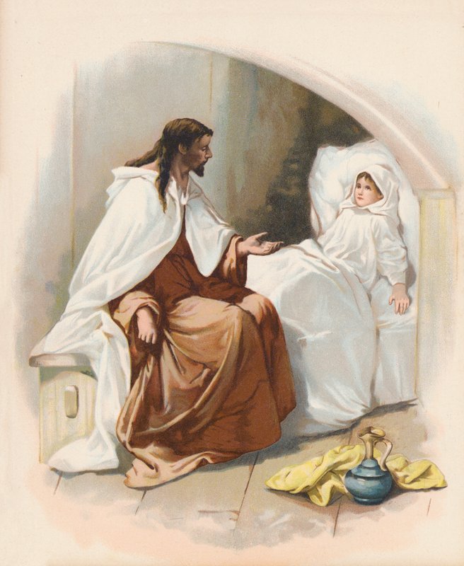 La resurrección de la hija de Jairo (litografía en color) de John Lawson