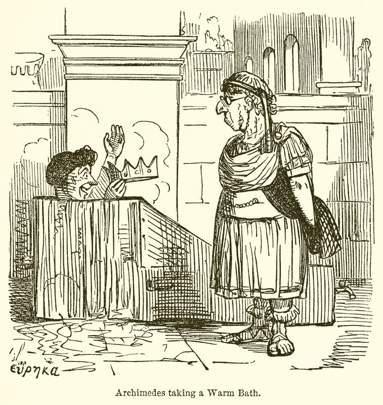 Arquímedes tomando un baño caliente de John Leech