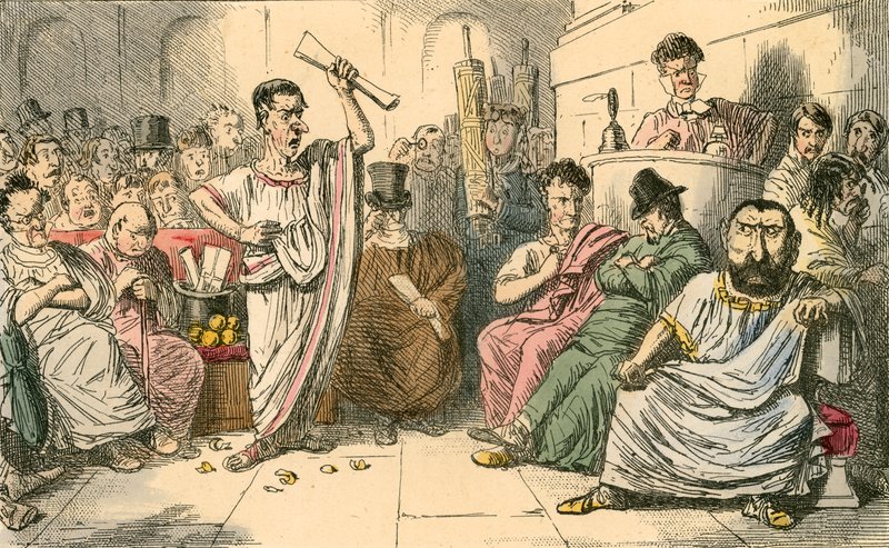 Cicerón denunciando a Catilina de John Leech