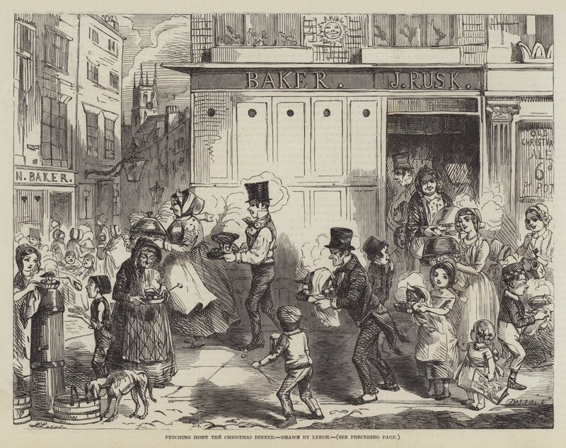 Llevando a casa la cena de Navidad de John Leech