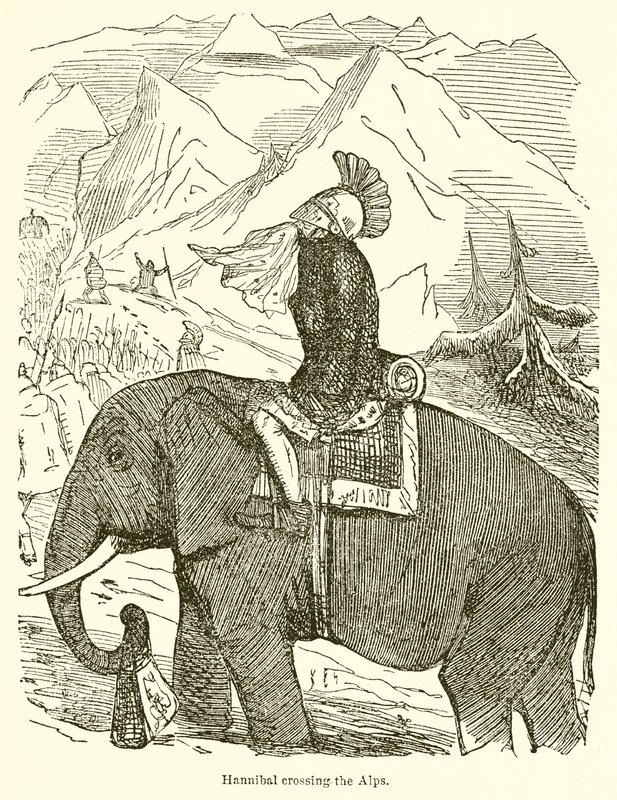 Aníbal cruzando los Alpes de John Leech