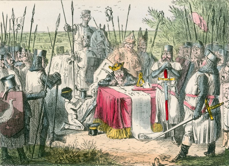 El Rey Juan firmando la Carta Magna de John Leech