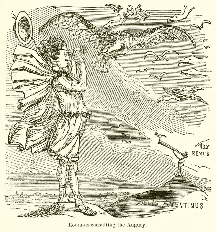 Rómulo Consultando el Augurio de John Leech