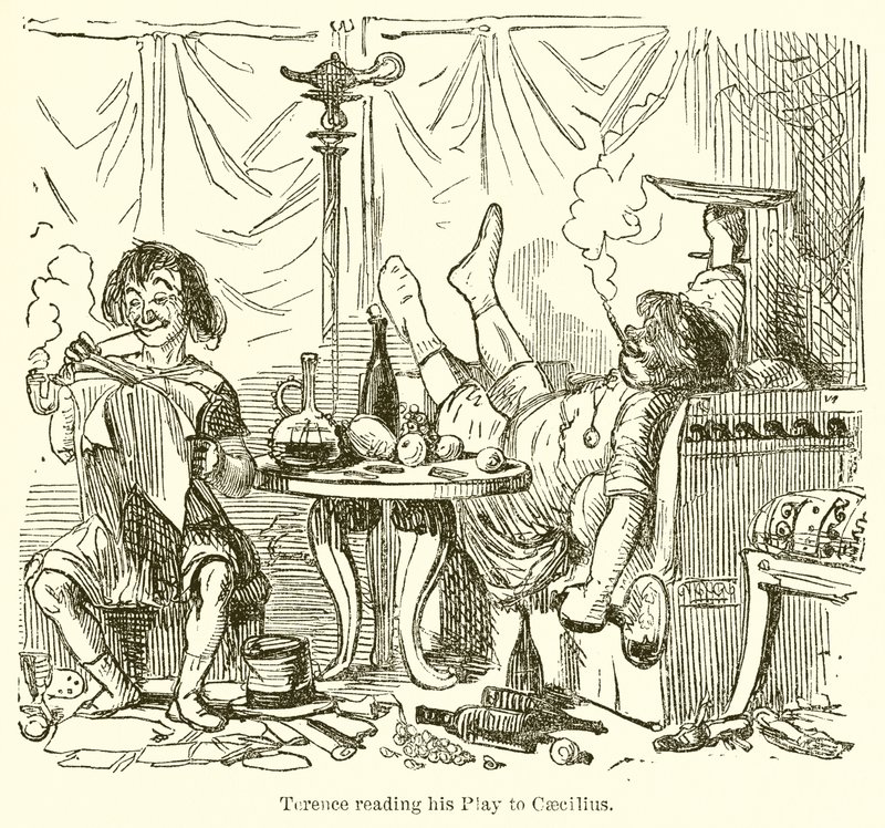 Terencio leyendo su obra a Cecilio de John Leech