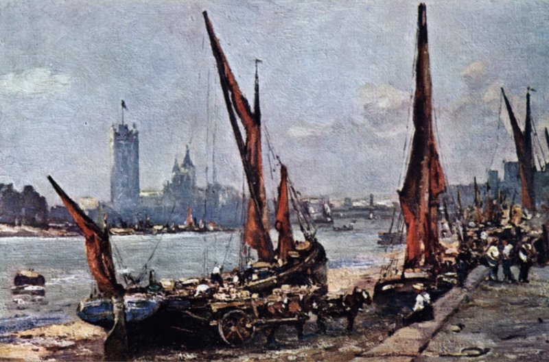 Casas del Parlamento desde Vauxhall (litografía en color) de John Muirhead