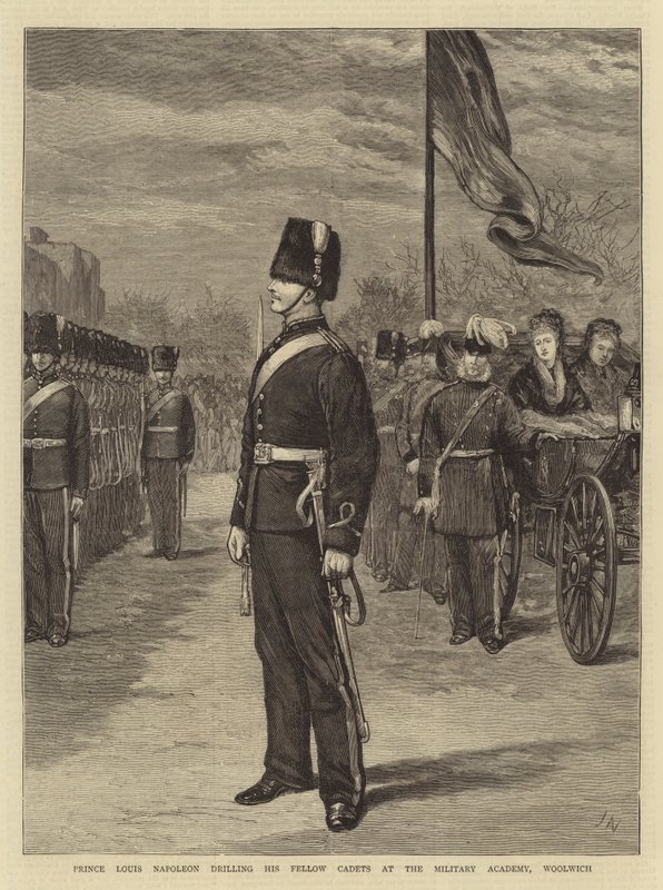 El príncipe Luis Napoleón entrenando a sus compañeros cadetes en la Academia Militar, Woolwich de Joseph Nash