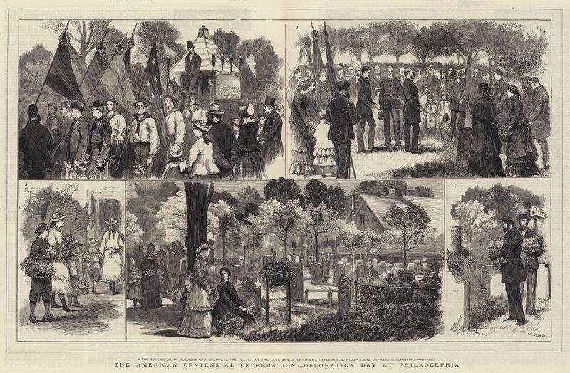 La Celebración del Centenario Americano, Día de la Decoración en Filadelfia de Joseph Nash