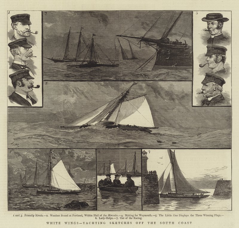 Alas blancas, bocetos de yates en la costa sur de Joseph Nash