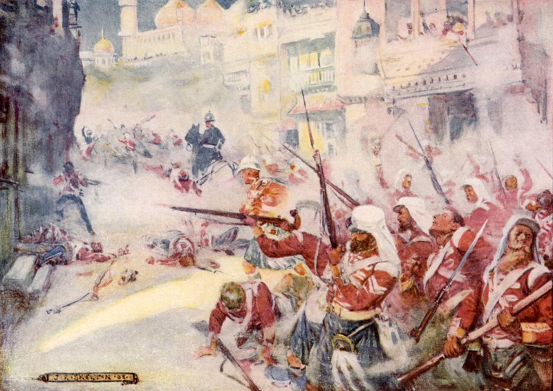 Soldados británicos luchando en las calles de Joseph Ratcliffe Skelton