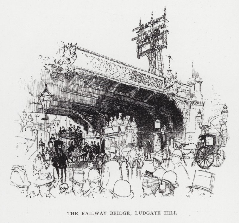 El puente ferroviario, Ludgate Hill de Joseph (after) Pennell